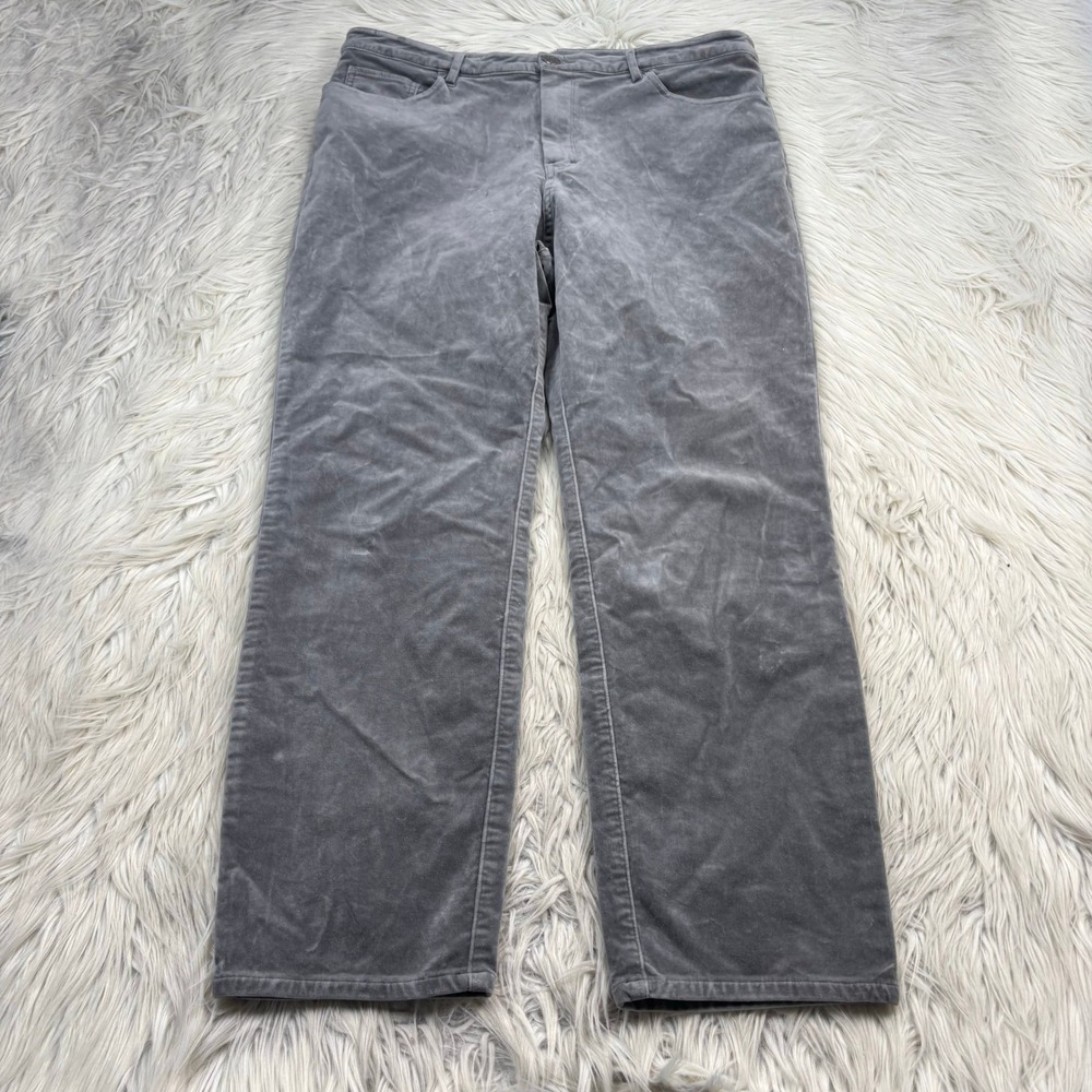 Soft Surroundings Women's 16 Gray Straight Leg Velvet Pants Maximalist Chic Boho
